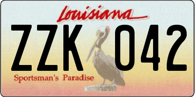 LA license plate ZZK042