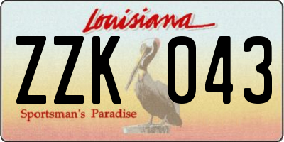 LA license plate ZZK043