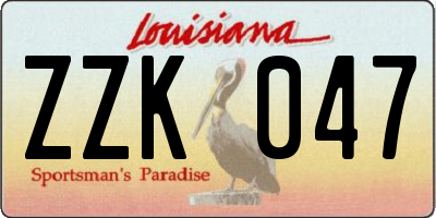 LA license plate ZZK047