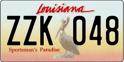 LA license plate ZZK048