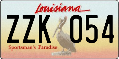 LA license plate ZZK054