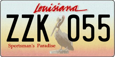 LA license plate ZZK055