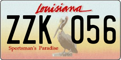 LA license plate ZZK056