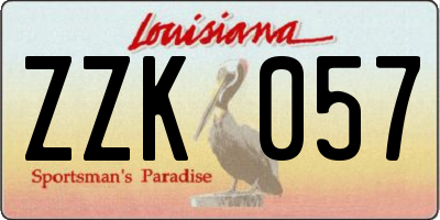 LA license plate ZZK057