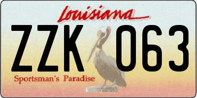 LA license plate ZZK063