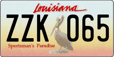 LA license plate ZZK065