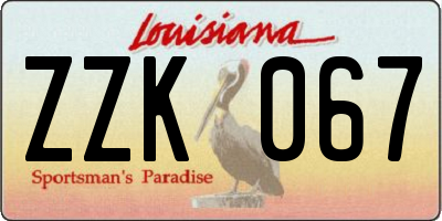 LA license plate ZZK067