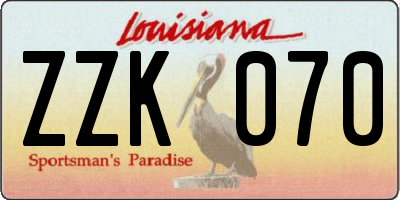 LA license plate ZZK070