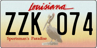 LA license plate ZZK074