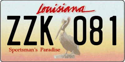 LA license plate ZZK081