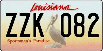 LA license plate ZZK082