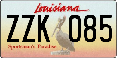 LA license plate ZZK085