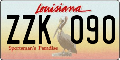 LA license plate ZZK090