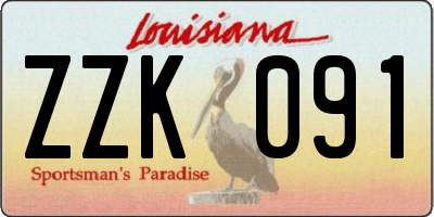 LA license plate ZZK091