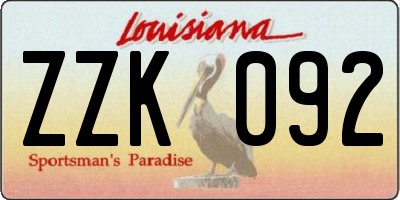 LA license plate ZZK092