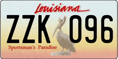 LA license plate ZZK096