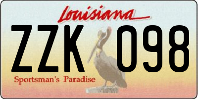 LA license plate ZZK098
