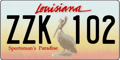 LA license plate ZZK102
