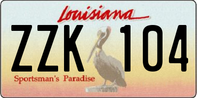 LA license plate ZZK104