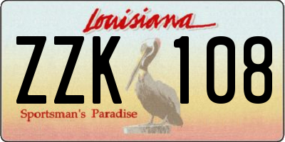 LA license plate ZZK108