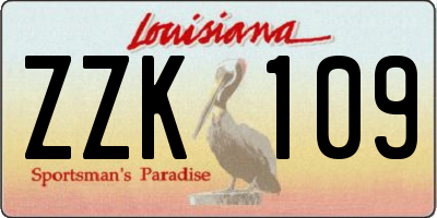 LA license plate ZZK109