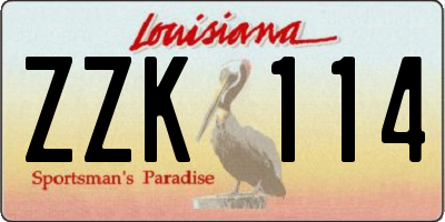 LA license plate ZZK114