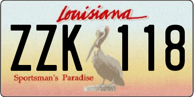 LA license plate ZZK118