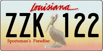 LA license plate ZZK122