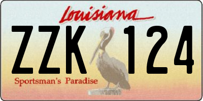 LA license plate ZZK124