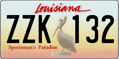 LA license plate ZZK132