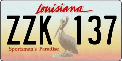 LA license plate ZZK137