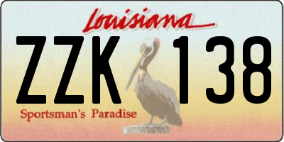 LA license plate ZZK138