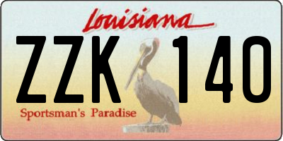 LA license plate ZZK140