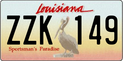 LA license plate ZZK149