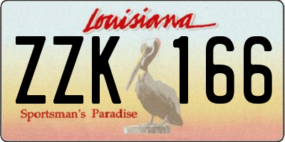 LA license plate ZZK166