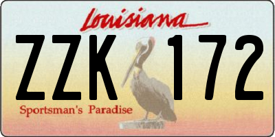 LA license plate ZZK172