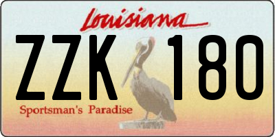 LA license plate ZZK180