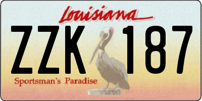 LA license plate ZZK187