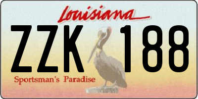 LA license plate ZZK188