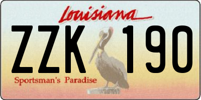 LA license plate ZZK190