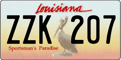 LA license plate ZZK207