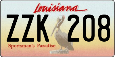 LA license plate ZZK208