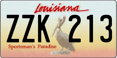 LA license plate ZZK213