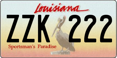 LA license plate ZZK222