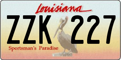 LA license plate ZZK227