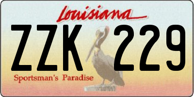 LA license plate ZZK229