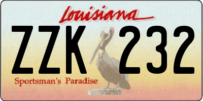 LA license plate ZZK232