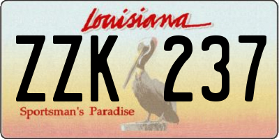 LA license plate ZZK237