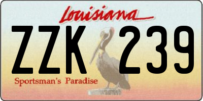 LA license plate ZZK239