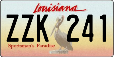 LA license plate ZZK241